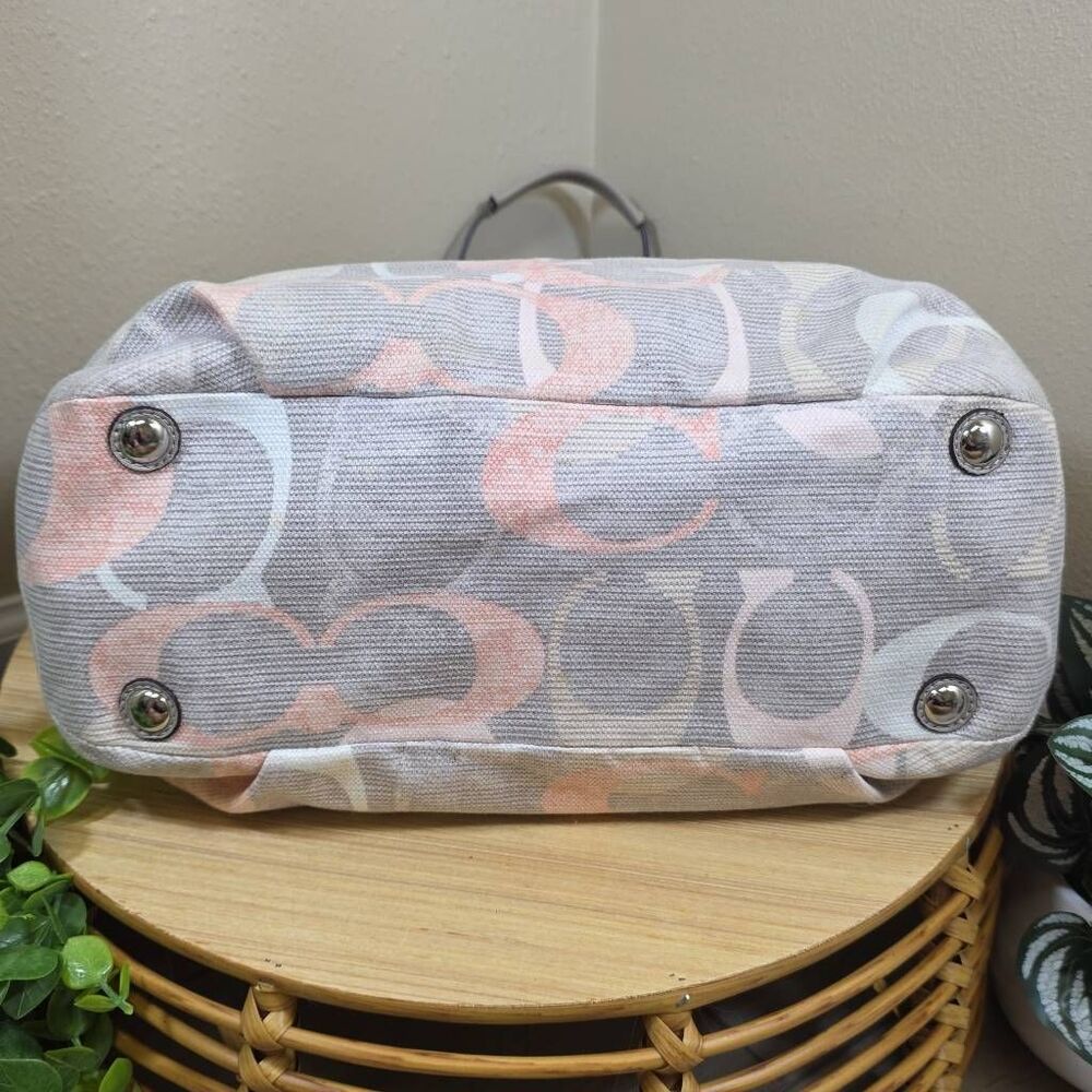 Coach Soho Signature Optic Linen North South Tote with Matching Wallet - Picture 9 of 16